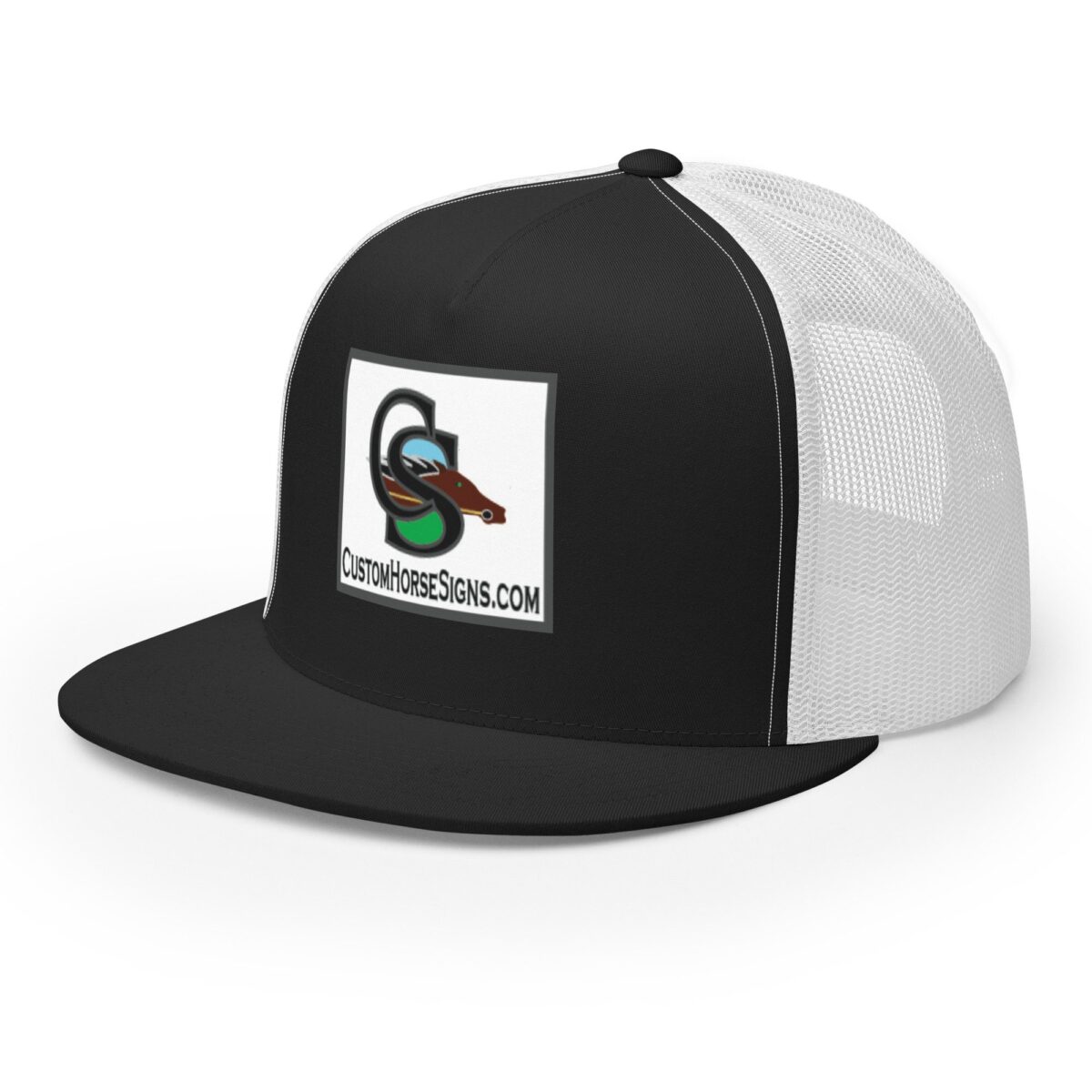 5 Panel Trucker Cap Black White Left Front 679b8d1f34e1a.jpg