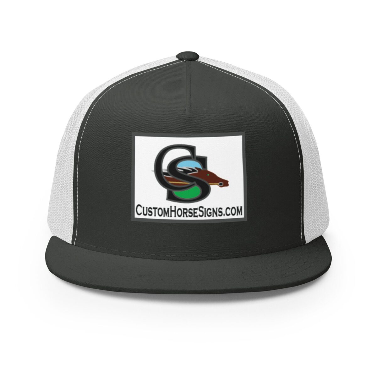 5 Panel Trucker Cap Charcoal White Front 679b8d1f35890.jpg