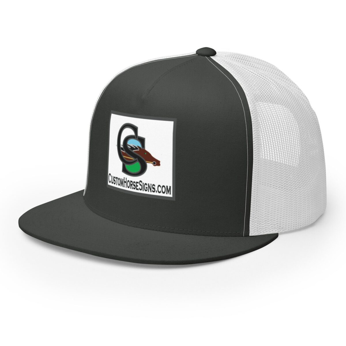 5 Panel Trucker Cap Charcoal White Left Front 679b8d1f359d5.jpg