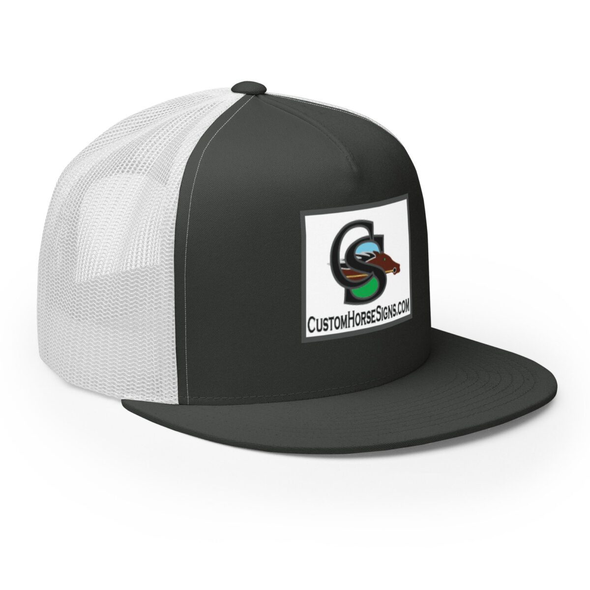 5 Panel Trucker Cap Charcoal White Right Front 679b8d1f35ad2.jpg