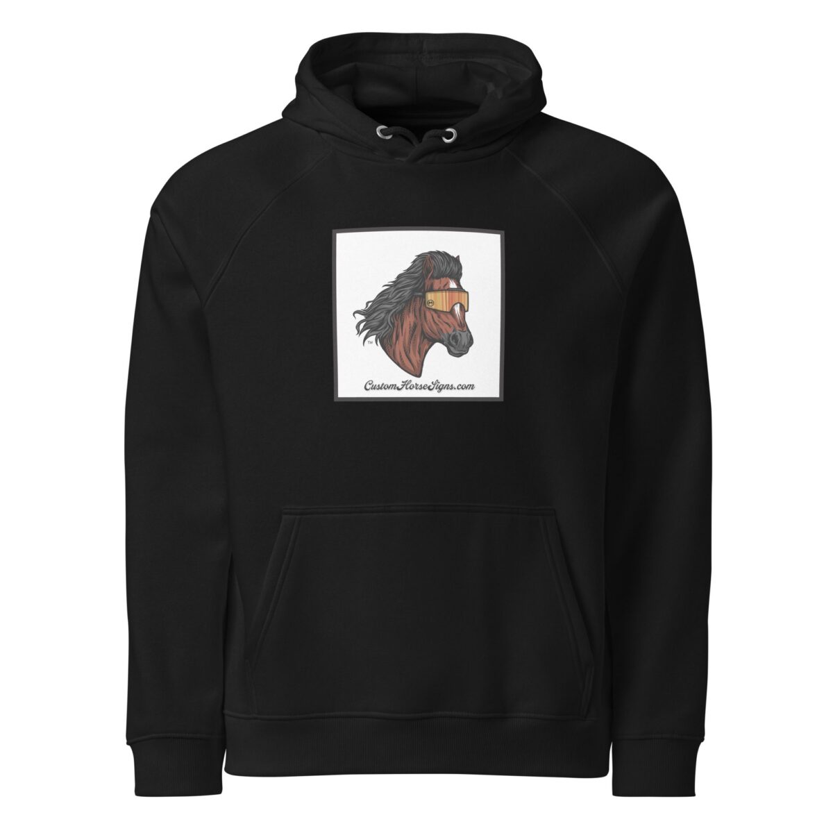 Horse Mullet Unisex Eco Raglan Hoodie - Image 5