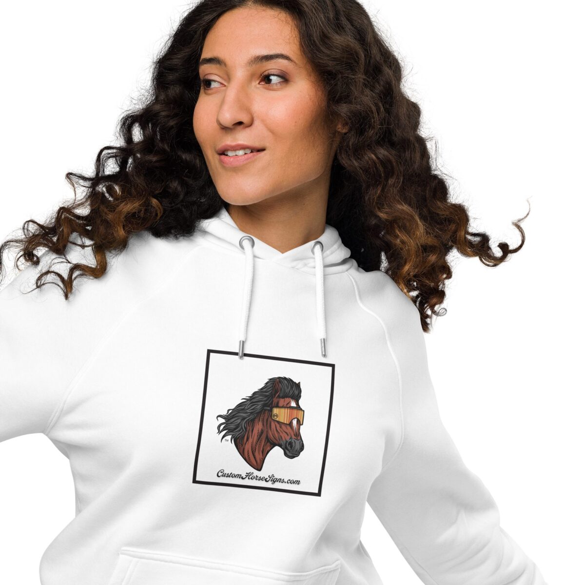 Horse Mullet Unisex Eco Raglan Hoodie - Image 4