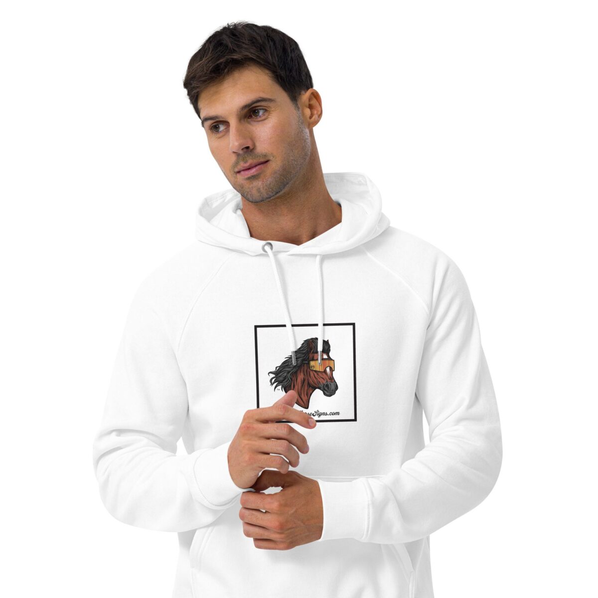 Horse Mullet Unisex Eco Raglan Hoodie - Image 3