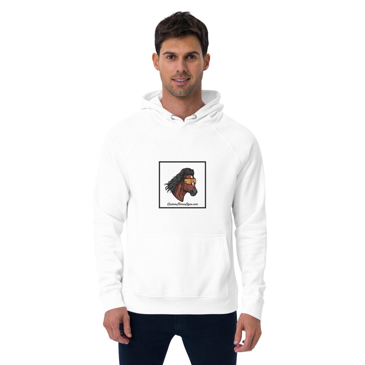 Horse Mullet Unisex Eco Raglan Hoodie - Image 2