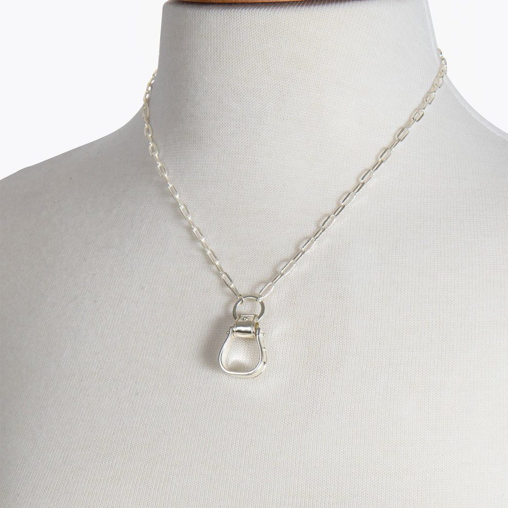 Cheyenne - Single Western Stirrup Necklace in Silver