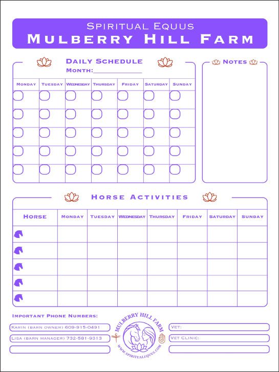 Dry Erase Horse Training Calendar - XL 36"w x 48"h (Rows for 22 Horses) - Image 12